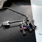 Chrome Cross Pin Gem Necklace