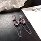 Princess Pink Heart Zircon Tassels Earrings