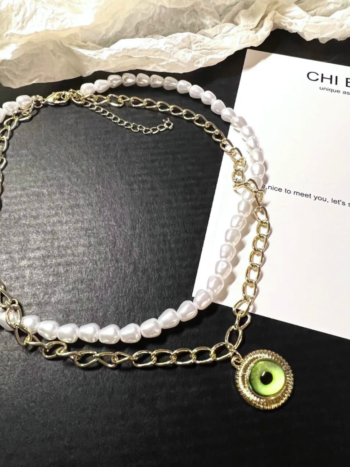 Y2K Monster Eye Pearl Necklace