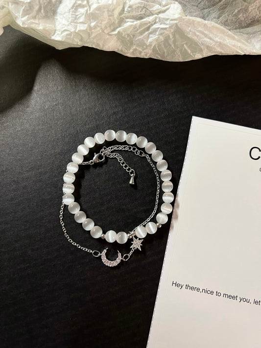 Opal Moon Star Beads Bracelet