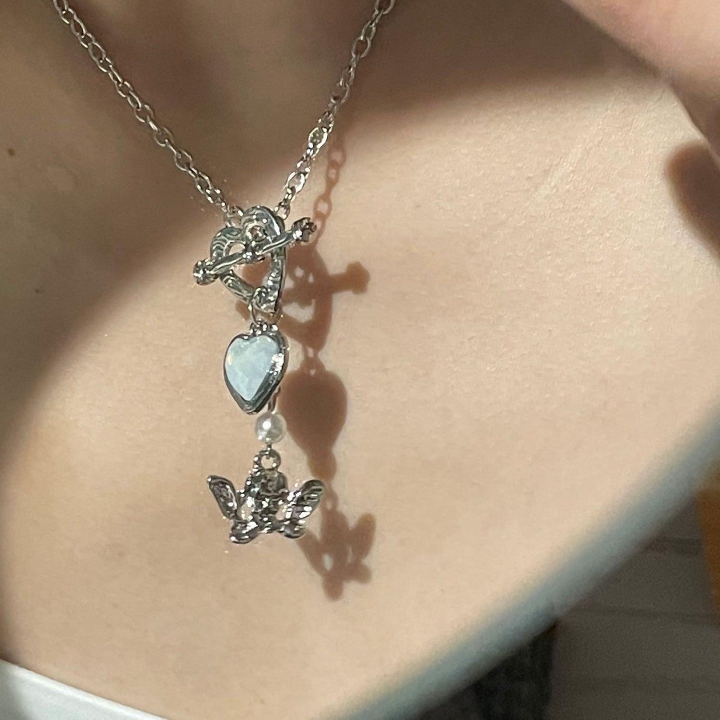 Angel Dream Moonstone Heart Necklace