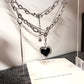 Pixel Heart Rhinestone Chain Necklace