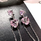 Princess Pink Heart Zircon Tassels Earrings