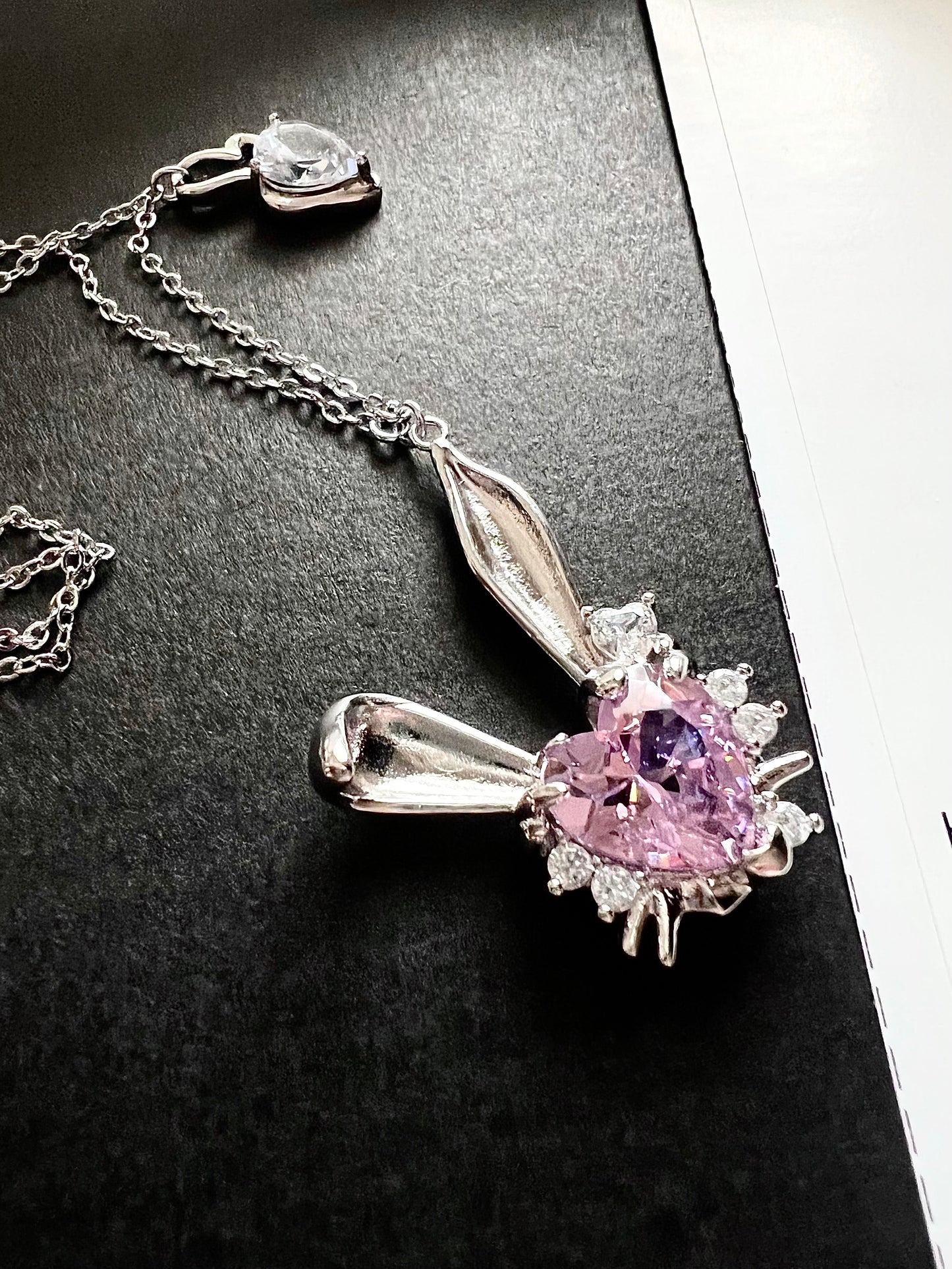 Pink Rabbit Zircon Necklace