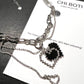 Pixel Heart Rhinestone Chain Necklace