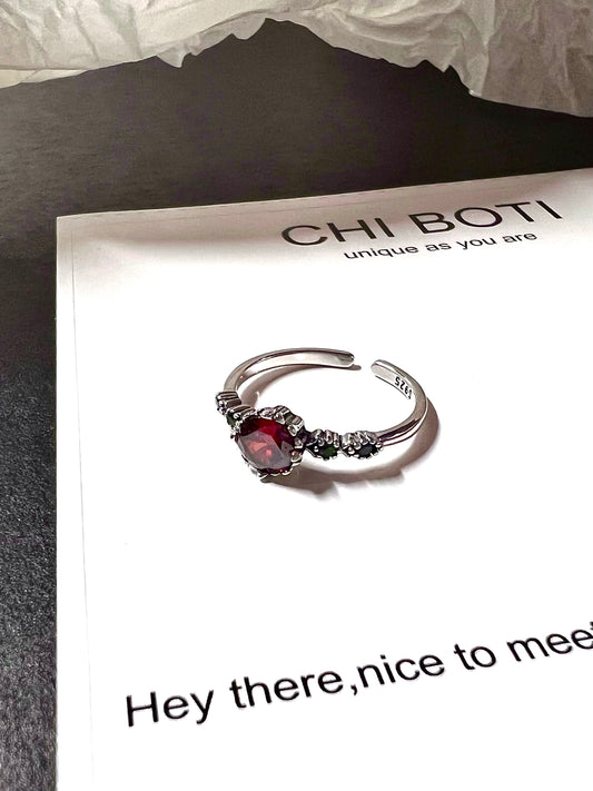 Vintage Ruby Sterling Silver Ring