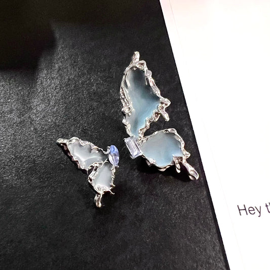 Blue Enamel Butterfly Earrings