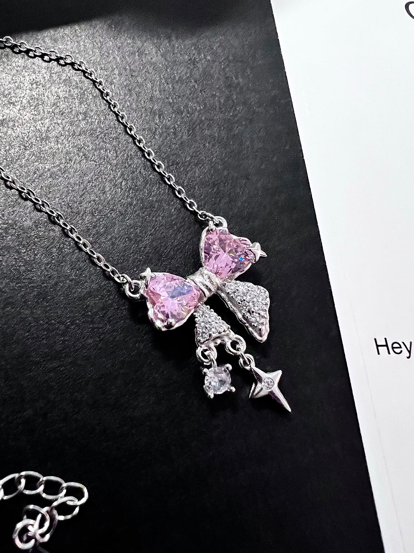 Bowknot Pink Gem Necklace