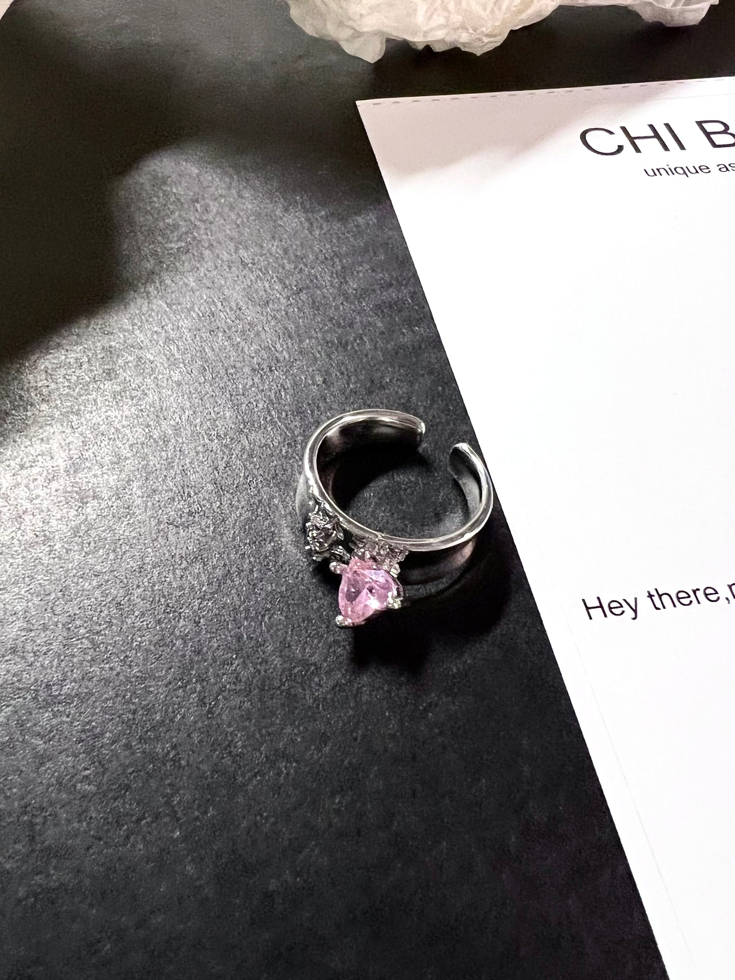 Baby Pink Heart Zircon Ring