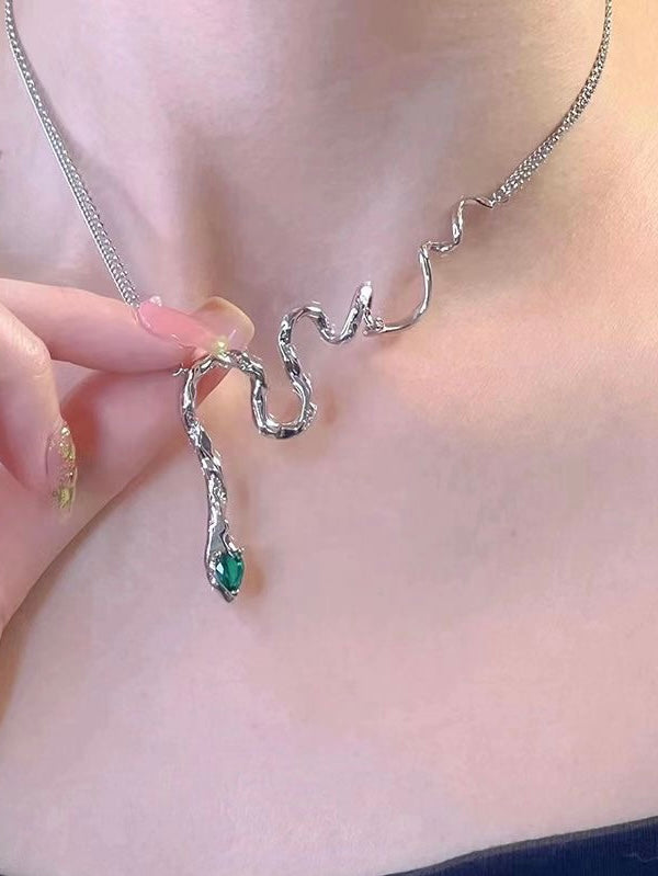 Snake Zircon Chain Necklace