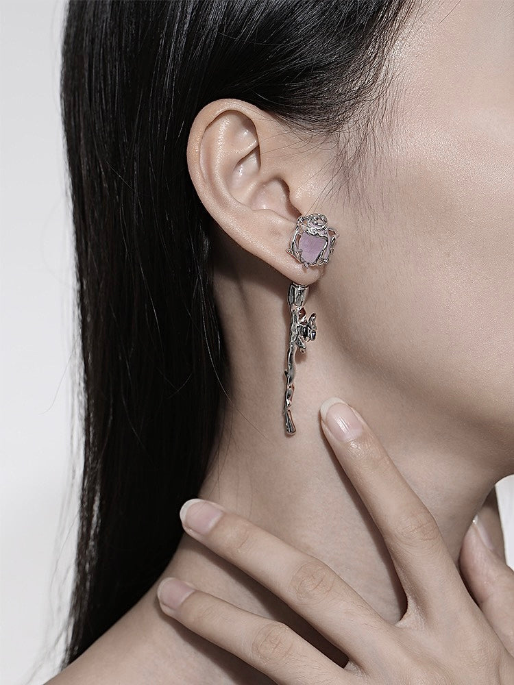 Melting Rose Amethyst Earrings