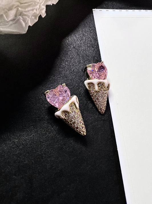 Pink Icecream Zircon Earrings