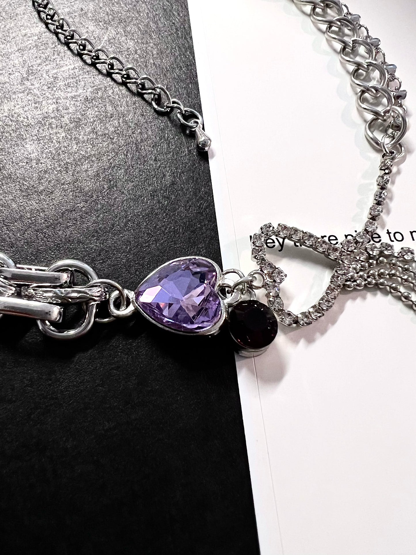 Amethyst Heart Tassels Choker