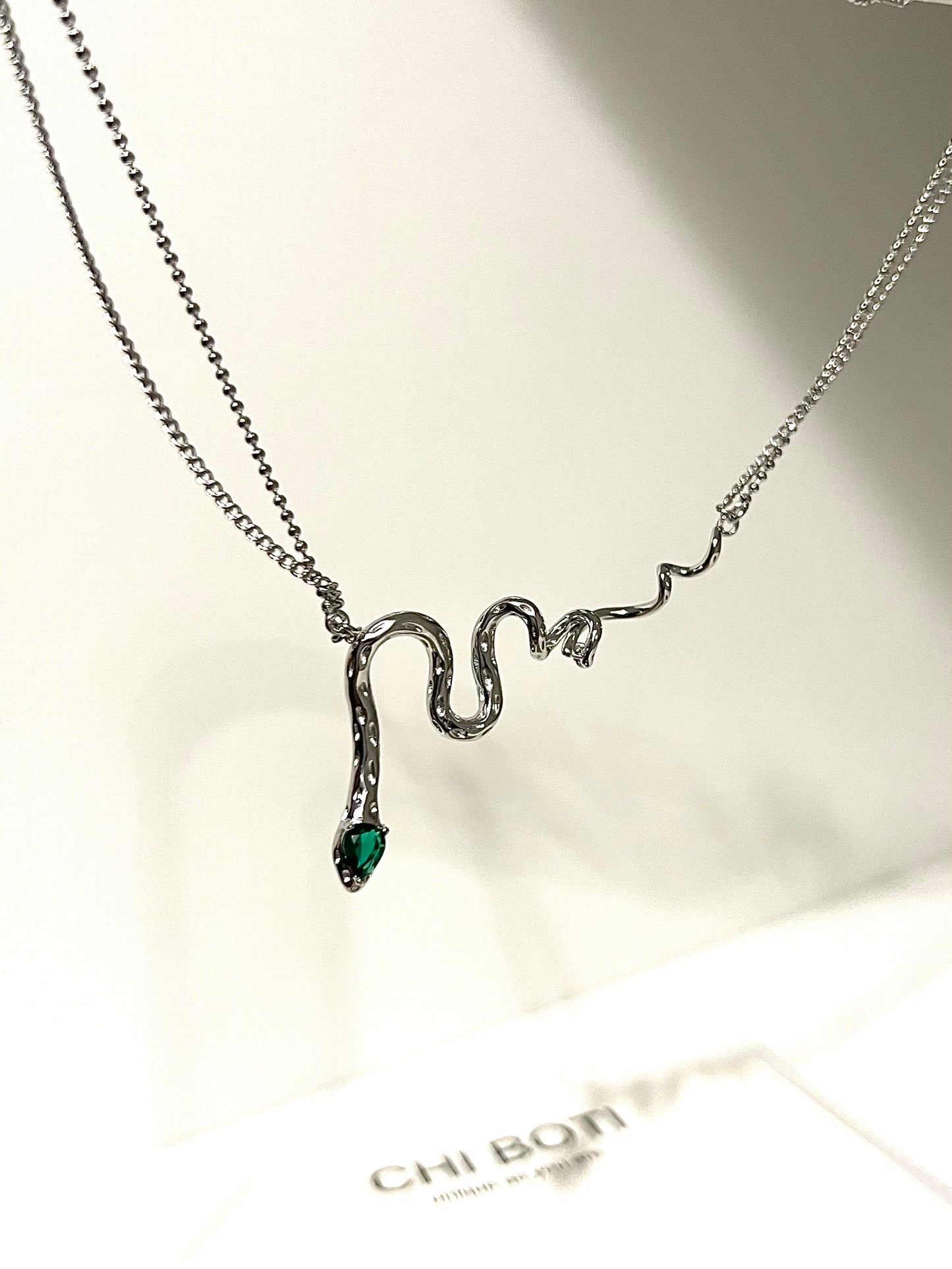 Snake Zircon Chain Necklace