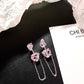 Princess Pink Heart Zircon Tassels Earrings
