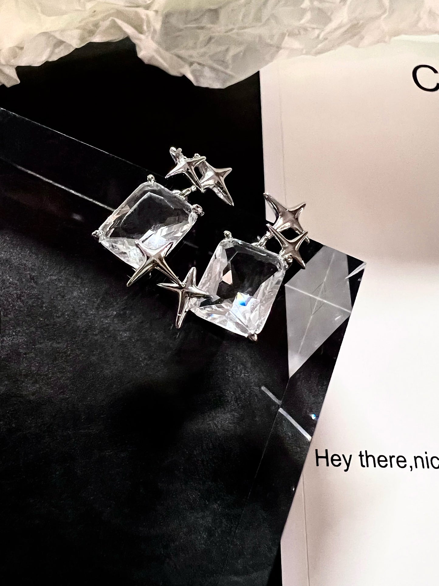 Starry Cube Zircon Earrings