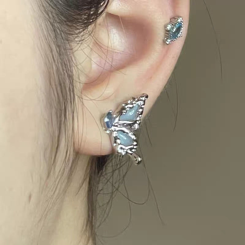 Blue Enamel Butterfly Earrings