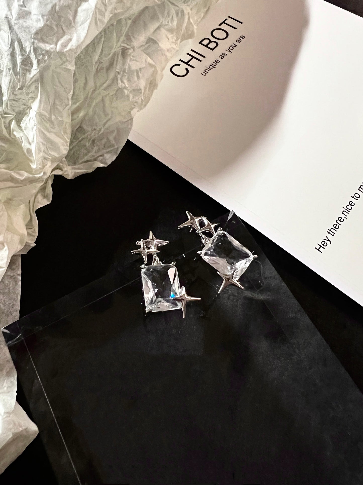 Starry Cube Zircon Earrings