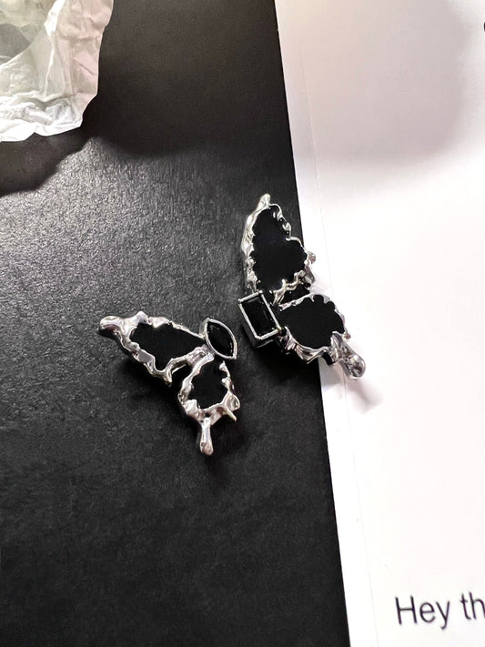 Black Enamel Butterfly Earrings