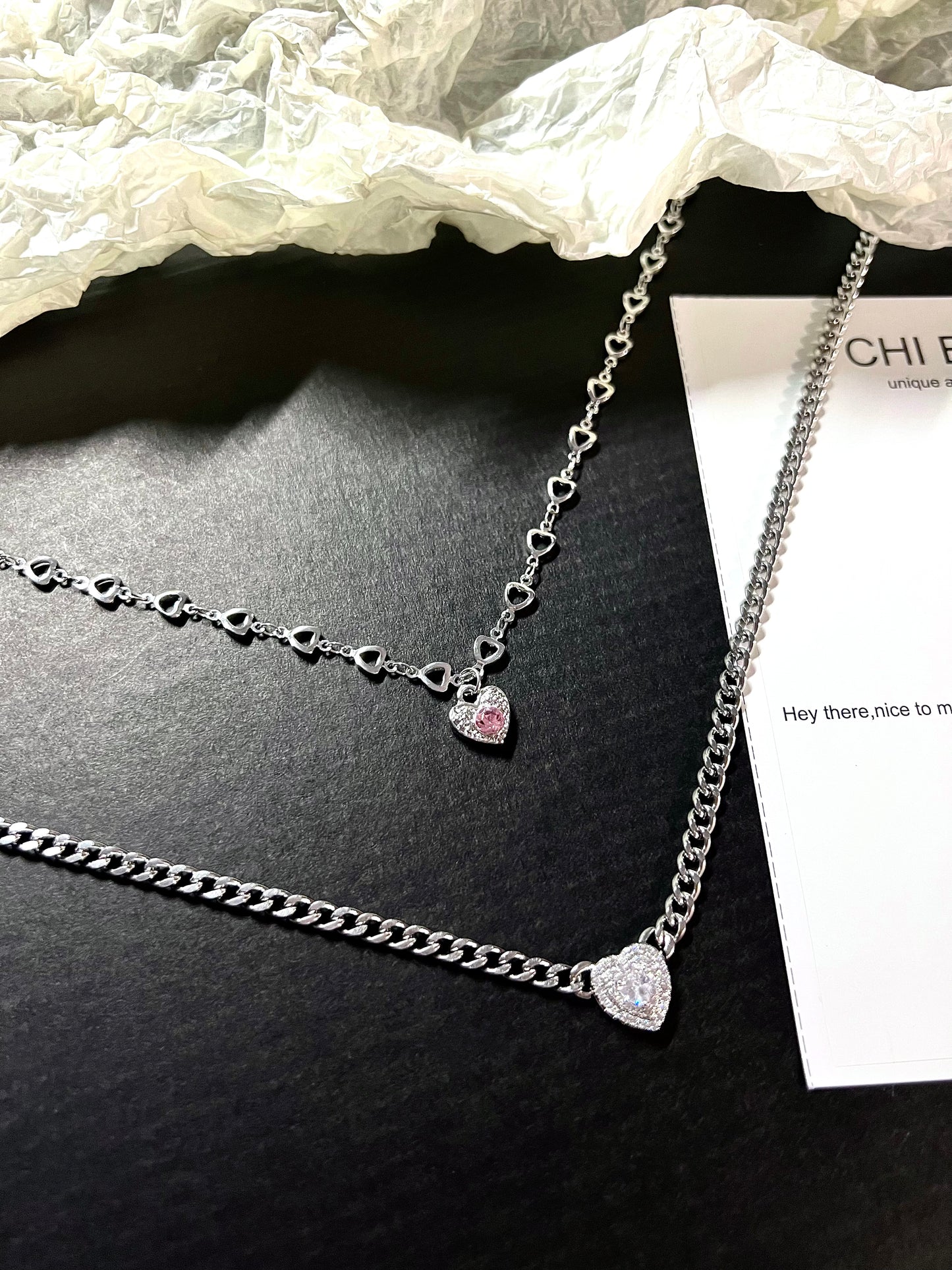 Fancy Heart Crystal Necklace Set