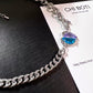 Ice Blue Purple Gem Heart Necklace/Ring