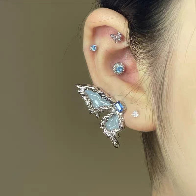 Blue Enamel Butterfly Earrings