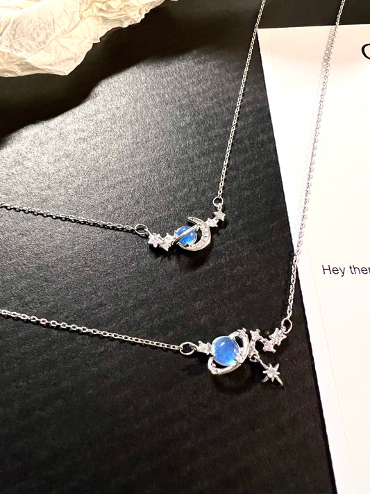 Navy Galaxy Moonstone Necklace Set