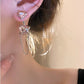 Princess Pink Heart Zircon Tassels Earrings