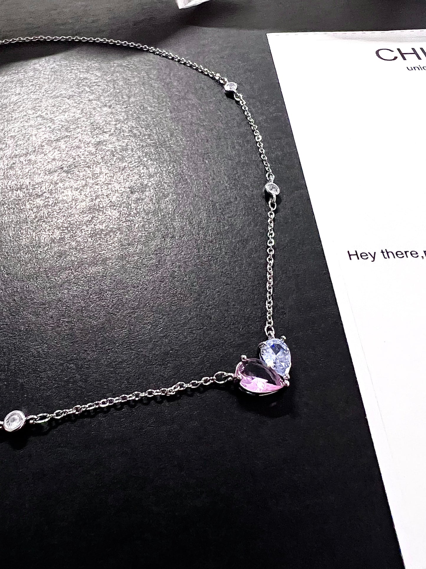 Split Heart Gem Necklace